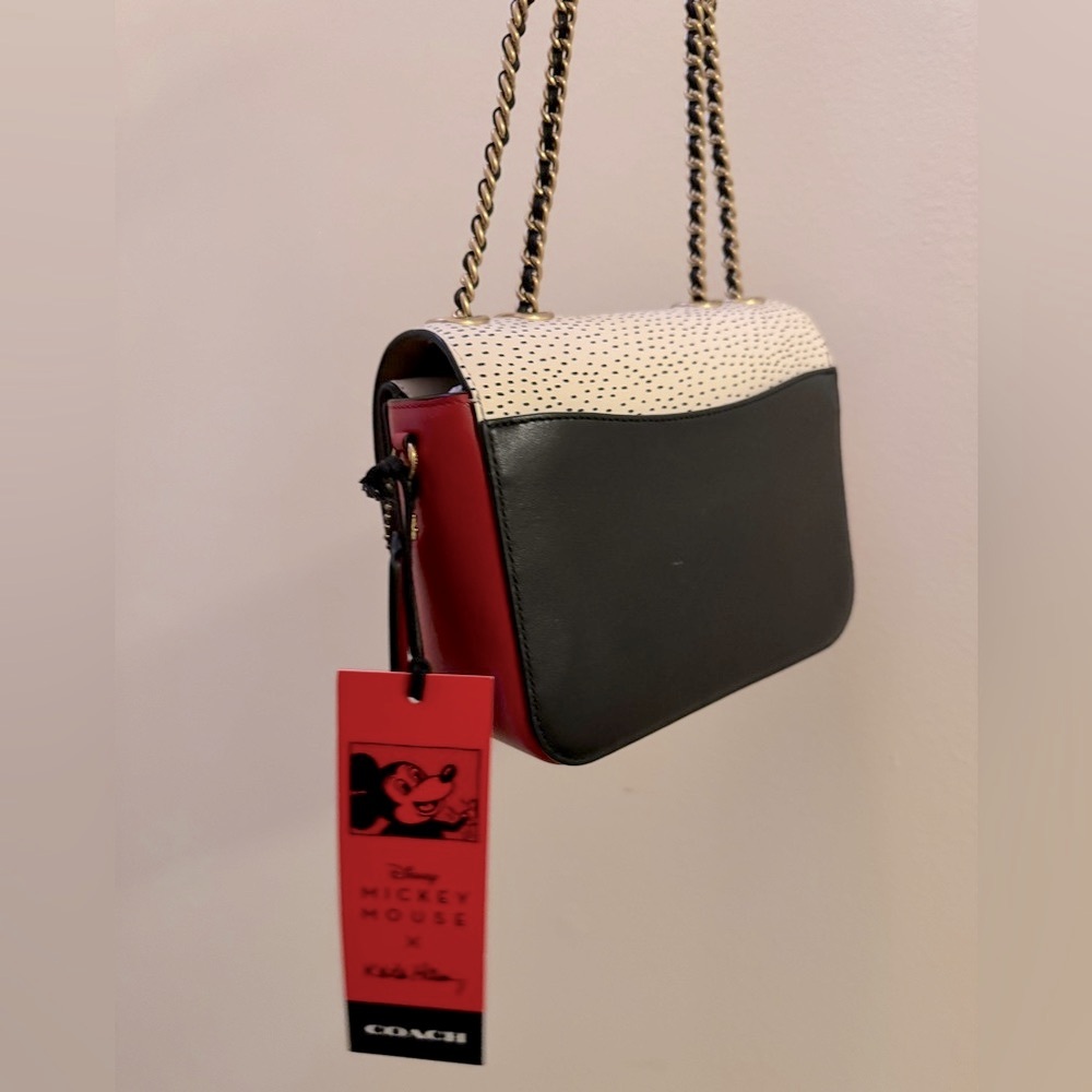 Coach Madison 19 Disney Mickey Keith Haring Electric Red Multi Shoulder Bag - Picture 3 of 9